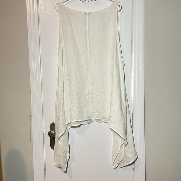 VIVID LINEN HANDKERCHIEF SLEEVELESS OFF WHITE TOP SIZE 3X - Picture 9 of 10